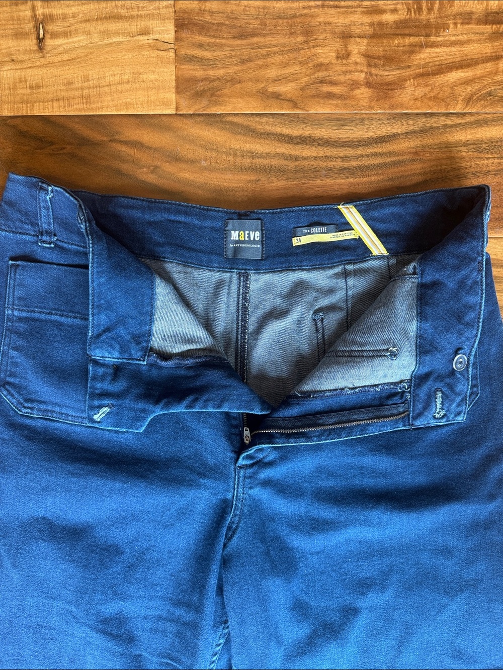 Maeve by Anthropologie Colette Cropped Wide Leg Jeans in Dark Blue size 34 - Picture 2 of 5